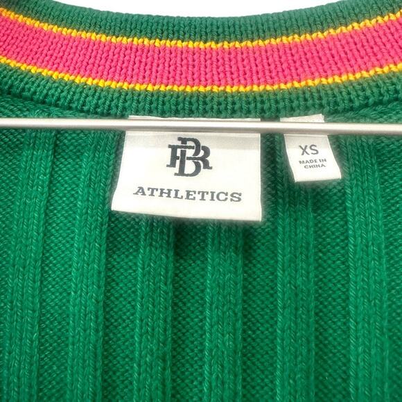 Banana Republic Athletics Varsity Logo Cardigan Green Pink Yellow Size XS - Picture 6 of 10